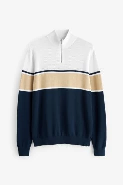Next Navy/Grey Colourblock Zip Neck Jumper 12 Next Navy/Grey Colourblock Zip Neck Jumper -Fashion Men Shop U65 953s5