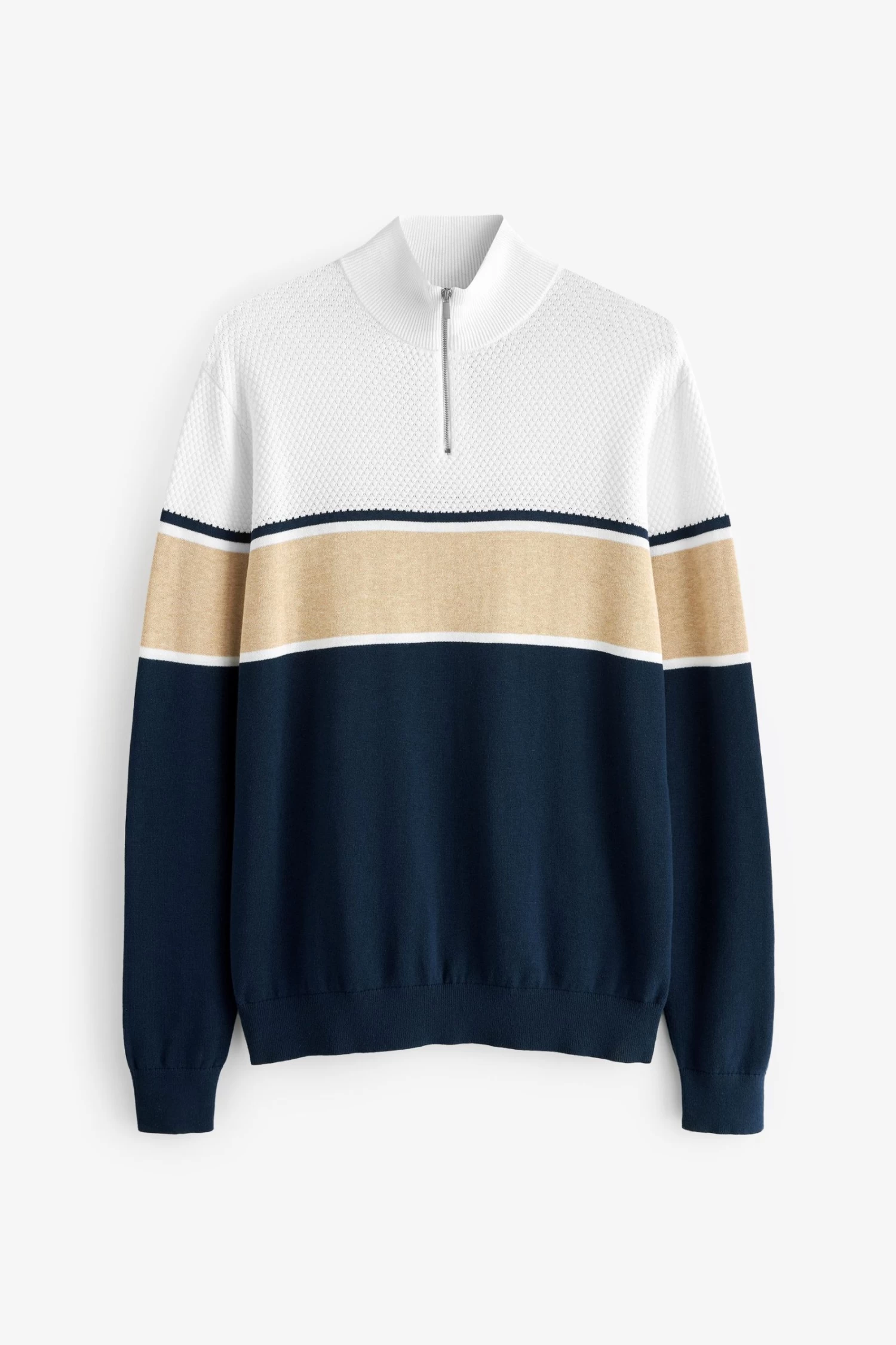 Next Navy/Grey Colourblock Zip Neck Jumper 7 Next Navy/Grey Colourblock Zip Neck Jumper - Image 5