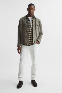 Reiss Lockie Brushed Check Overshirt -Fashion Men Shop U65572s3