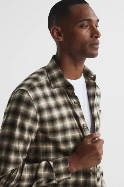 Reiss Lockie Brushed Check Overshirt -Fashion Men Shop U65572s4