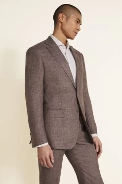 MOSS Brown Tailored Fit Linen Suit: Jacket -Fashion Men Shop U67 883s3