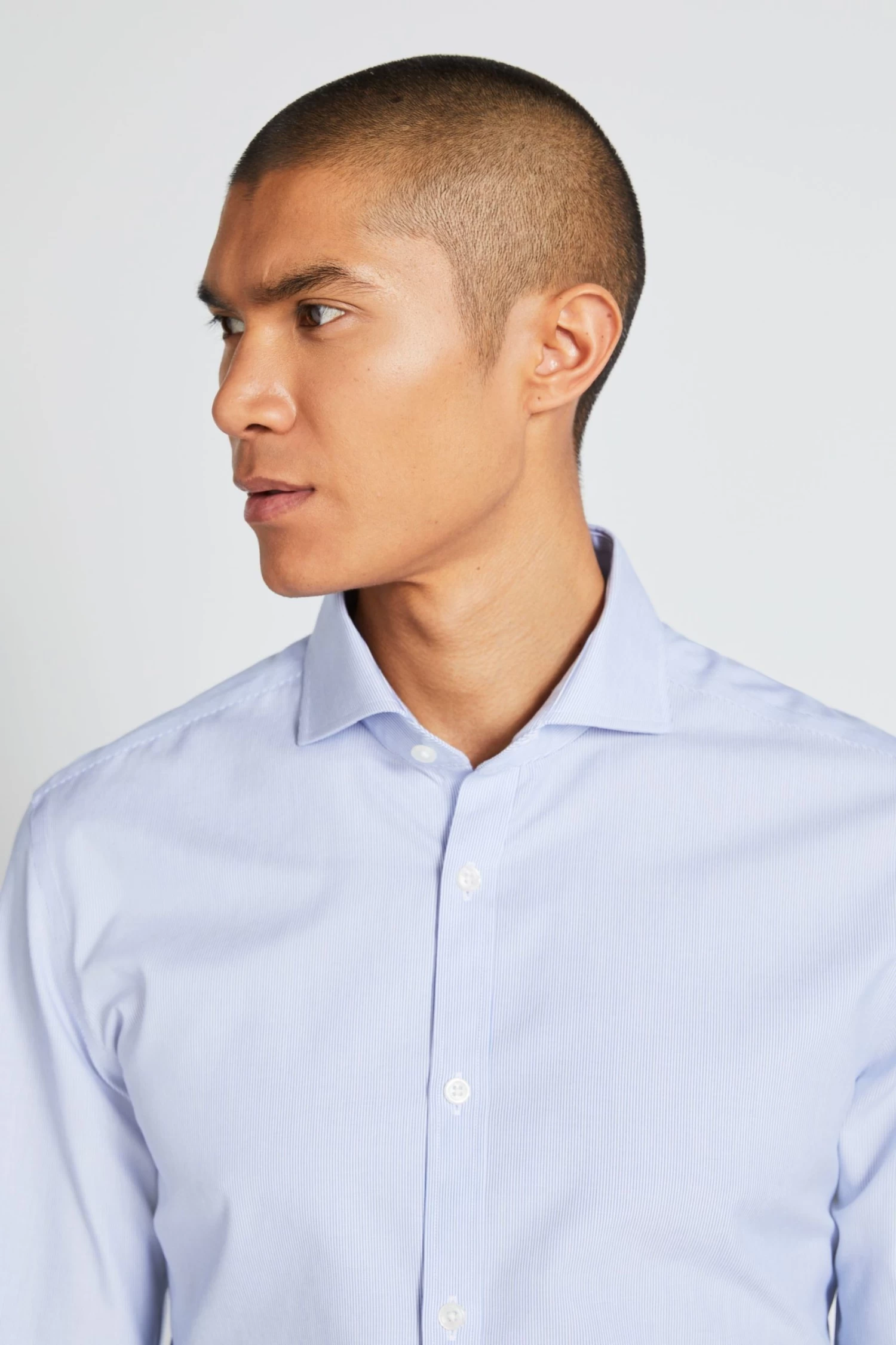 MOSS Slim Fit Sky Blue Poplin Stripe Non-Iron Shirt 4 MOSS Slim Fit Sky Blue Poplin Stripe Non-Iron Shirt - Image 2