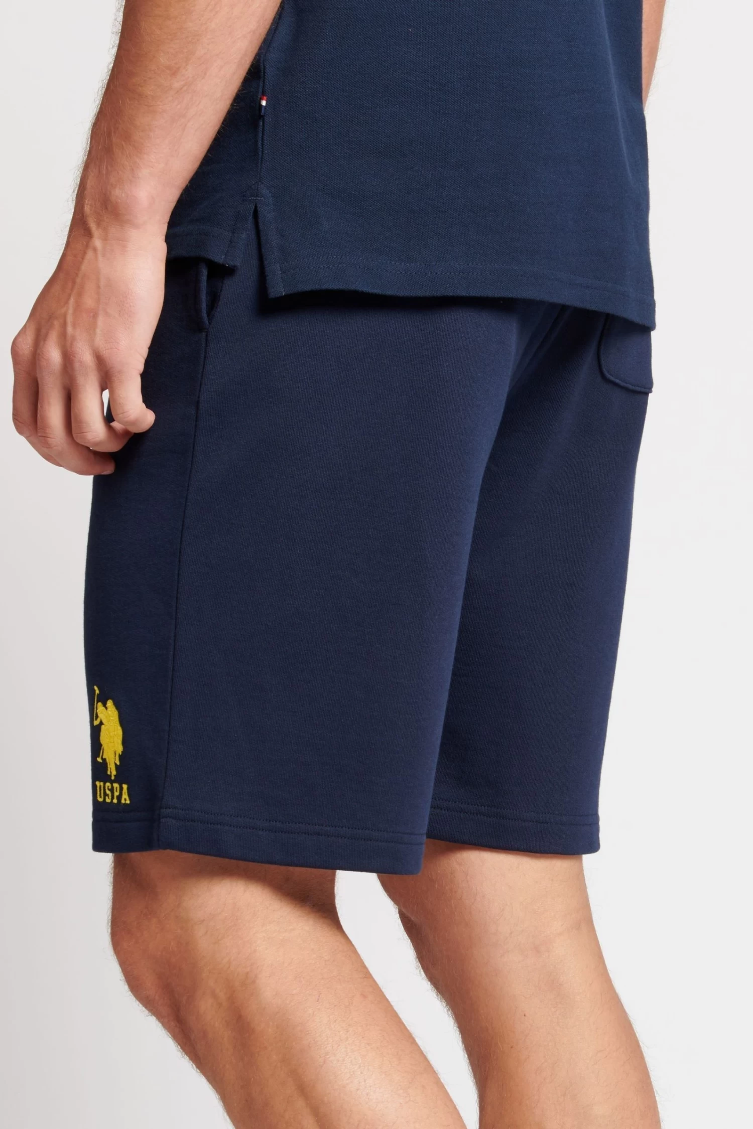 U.S. Polo Assn. Mens Navy Blazer Yellow DHM Player 3 LB Sweat Shorts 4 U.S. Polo Assn. Mens Navy Blazer Yellow DHM Player 3 LB Sweat Shorts - Image 2