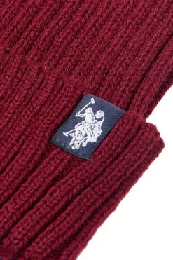 U.S. Polo Assn. Mens Windsor Wine Chunky Rib Beanie -Fashion Men Shop U80458s3