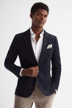 Reiss Select Single Breasted Slim Fit Flannel Blazer