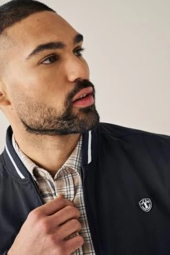 Next Navy Blue Tipped Bomber Neck Jacket -Fashion Men Shop U86 165s3