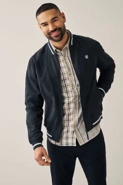 Next Navy Blue Tipped Bomber Neck Jacket -Fashion Men Shop U86 165s5