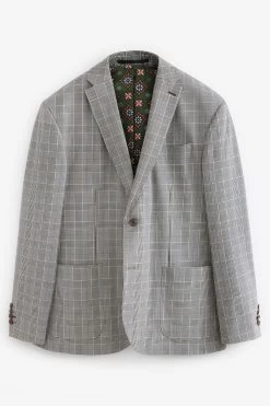 Next Relaxed Fit Seersucker Check Suit: Jacket -Fashion Men Shop U95 884s8