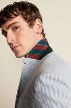 Next Blue/White Relaxed Fit Stripe Seersucker Suit: Jacket -Fashion Men Shop U95 887s4