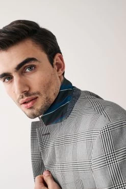 Next Grey Relaxed Fit Check Suit Jacket -Fashion Men Shop U95 916s5