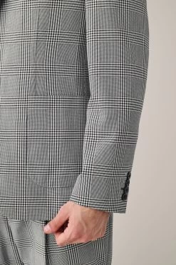 Next Grey Relaxed Fit Check Suit Jacket -Fashion Men Shop U95 916s6