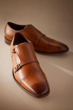 Next Signature Italian Leather Double Monk Shoes -Fashion Men Shop U95471s2