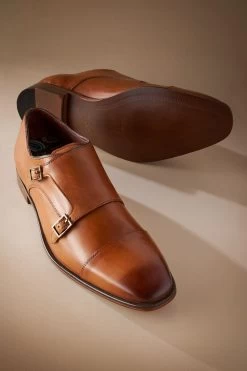 Next Signature Italian Leather Double Monk Shoes -Fashion Men Shop U95471s4
