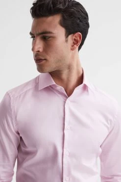 Reiss Remote Cotton Satin Slim Fit Shirt -Fashion Men Shop U97 031s4