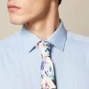 Next Blue/Cream Floral Slim Fit Double Cuff Shirt, Tie And Pocket Square -Fashion Men Shop U98 004s