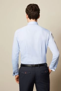 Next Blue/Cream Floral Slim Fit Double Cuff Shirt, Tie And Pocket Square -Fashion Men Shop U98 004s3