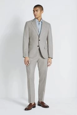 MOSS X Barberis Taupe Flannel Suit: Jacket -Fashion Men Shop U99 416s3