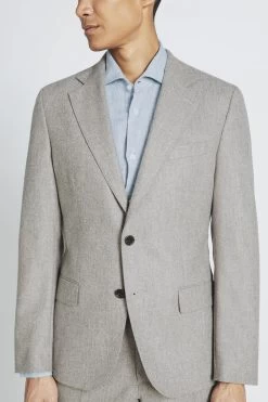 MOSS X Barberis Taupe Flannel Suit: Jacket -Fashion Men Shop U99 416s5