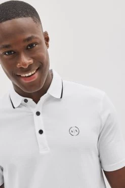 Armani Exchange Tipped White Polo Shirt -Fashion Men Shop U99896s3